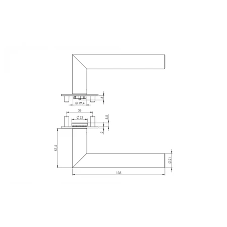Klamka LUCIA PIATA S grafitowo-czarna szyld okrągły Griffwerk rysunek techniczny