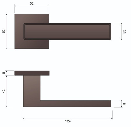 Klamka Concept Fit KCF 700/B00 chrom połysk/czarny szyld kwadratowy Infinity Line rysunek techniczny
