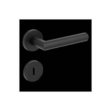 Klamka LUCIA PROF grafitowo-czarna szyld okrągły Griffwerk z rozetą na klucz