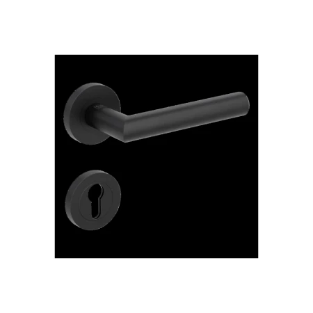 Klamka LUCIA PROF grafitowo-czarna szyld okrągły Griffwerk z rozetą na wkładkę