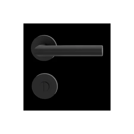 Klamka LUCIA PROF grafitowo-czarna szyld okrągły Griffwerk z rozetą WC