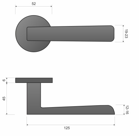 Klamka Parma KPR O B00 rozeta okrągła czarna Infinity Line rysunek techniczny