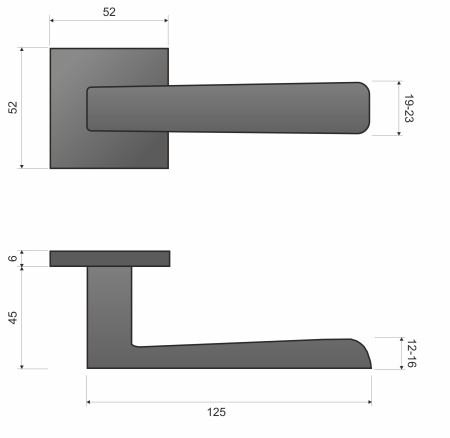 Klamka Parma KPR M700 rozeta kwadratowa chrom mat Infinity Line rysunek techniczny