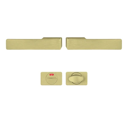 Klamka + klamka Libera AXA drzwi wewnętrzne F3 złota z rozetą WC