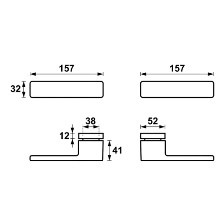 Klamka + klamka Libera AXA F6 stal nierdzewna rysunek techniczny