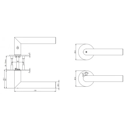 Klamka Lucia Piatta S Smart2Lock stal nierdzewna Griffwerk rysunek techniczny