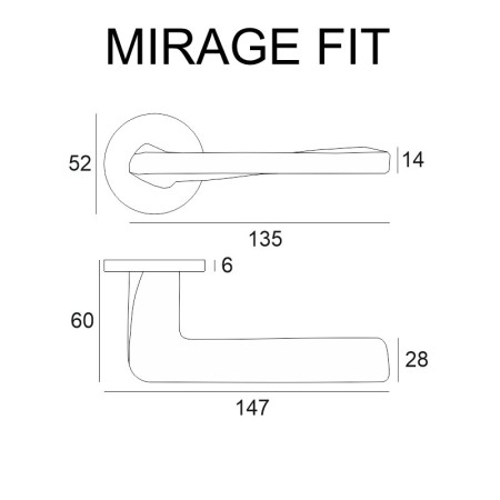 Mirage Fit chrom połysk szyld okrągły VDS rysunek techniczny
