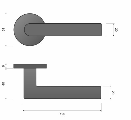 Klamka Ronda Fit KRD O 900 rozeta okrągła brąz satyna Infinity Line rysunek techniczny