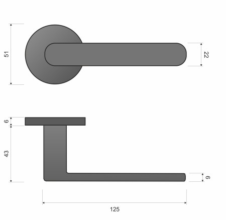 Klamka Wenus Fit KWF O 900 brąz satyna szyld okrągły Infinity Line rysunek techniczny