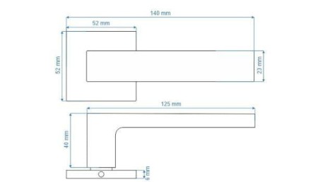 Klamka Warna FIT brąz-satyna szyld kwadratowy VDS rysunek techniczny