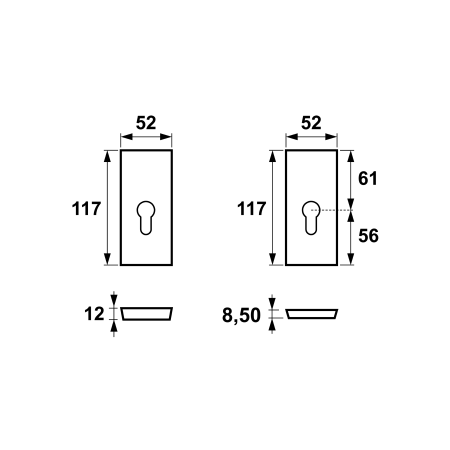 Rozeta Leonardo standard AXA F6 rysunek techniczny
