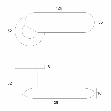 Klamka Keledres FIT złoty - satyna szyld okrągły VDS rysunek techniczny