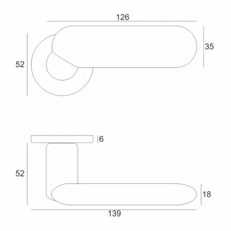 Klamka Keledres FIT chrom szczotkowany szyld okrągły VDS rysunek techniczny