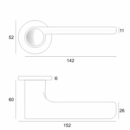 Klamka Plano FIT złoty-satyna szyld okrągły VDS rysunek techniczny