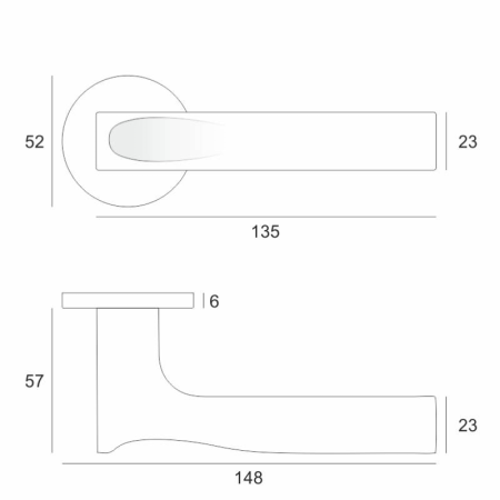 Klamka Tactus FIT czarny szyld okrągły VDS rysunek techniczny