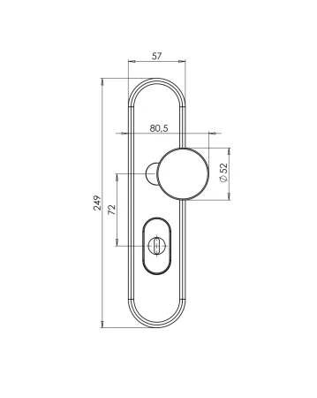 Gałko-klamka zewnętrzna COMBI_AVUS z zabezpieczeniem velvet szary Griffwerk rysunek techniczny