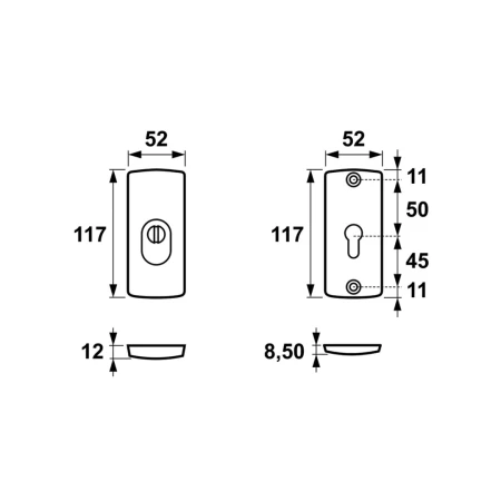 Rozeta Apollo FLEX F8 AXA  rysunek techniczny