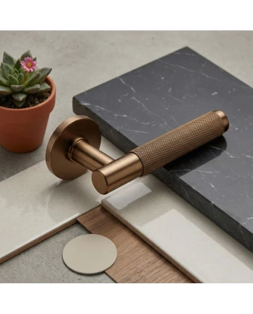 Klamka Time szyld płaski okrągły, brąz matowy Corona