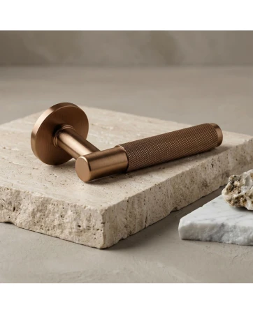 Klamka Time szyld płaski okrągły, brąz matowy Corona