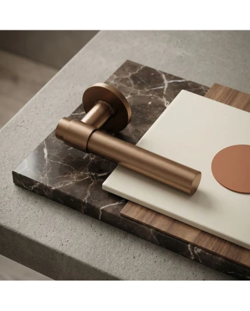 Klamka Allure Slim szyld płaski okrągły, brąz matowy Corona