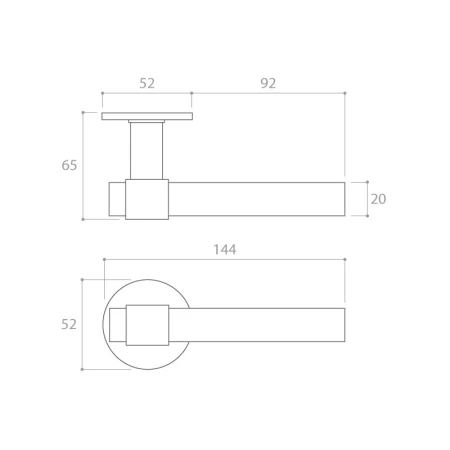 Klamka Allure Slim szyld płaski okrągły, brąz matowy Corona  rysunek techniczny