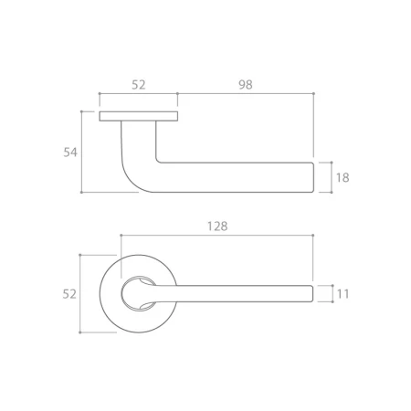 Klamka Scandi Slim szyld płaski okrągły, brąz matowy Corona  rysunek techniczny