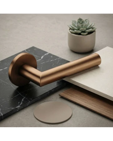 Klamka Elle szyld płaski okrągły, brąz matowy Corona