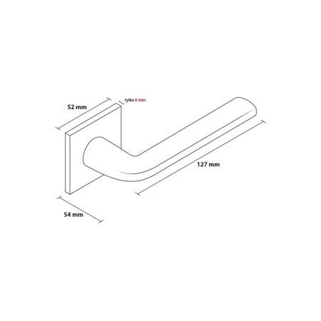 Klamka Scandi Slim szyld płaski kwadratowy, brąz matowy Corona rysunek techniczny