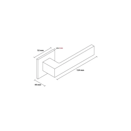 Klamka Focus Slim szyld płaski kwadratowy, brąz matowy Corona  rysunek techniczny