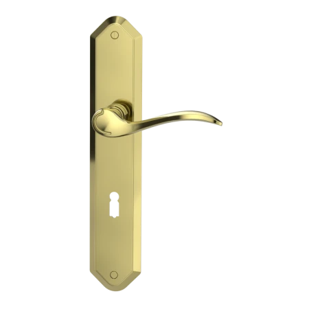 Klamka Amadeus mosiądz połysk długi szyld klucz Griffwerk