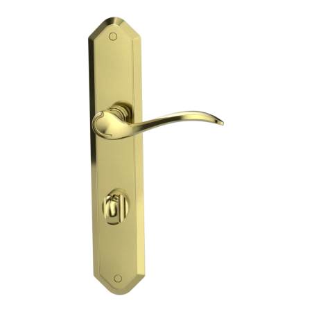 Klamka Amadeus mosiądz połysk długi szyld WC Griffwerk