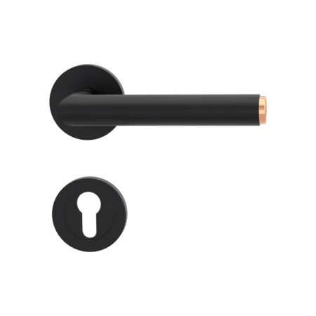 Klamka LUCIA Select grafitowo-czarna/miedź szyld okrągły Griffwerk z rozetą na wkładkę