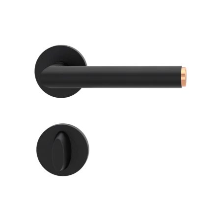 Klamka LUCIA Select grafitowo-czarna/miedź szyld okrągły Griffwerk z rozetą WC