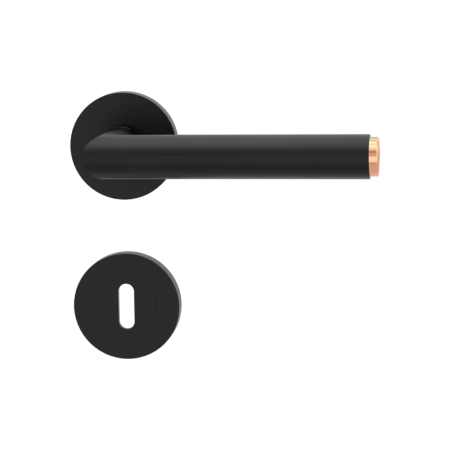 Klamka LUCIA Select grafitowo-czarna/miedź szyld okrągły Griffwerk z rozetą na klucz