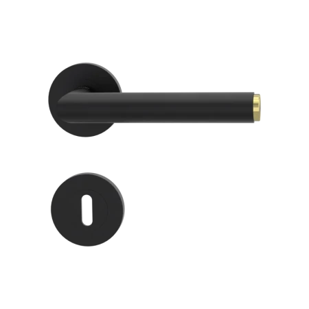 Klamka LUCIA Select grafitowo-czarna/mosiądz szyld okrągły Griffwerk z rozetą na klucz