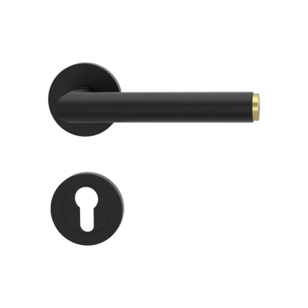 Klamka LUCIA Select grafitowo-czarna/mosiądz szyld okrągły Griffwerk z rozetą na wkładkę