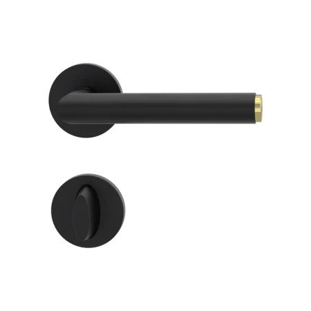 Klamka LUCIA Select grafitowo-czarna/mosiądz szyld okrągły Griffwerk z rozetą WC