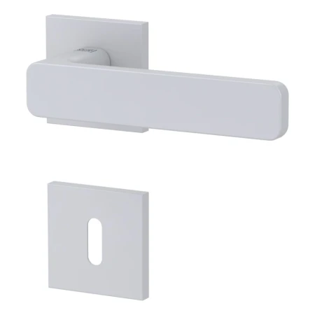 Klamka MINIMAL MODERN FAST2FIX Q (VAYA 265) biała Griffwerk z rozetą na klucz