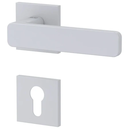 Klamka MINIMAL MODERN FAST2FIX Q (VAYA 265) biała Griffwerk z rozetą na wkładkę