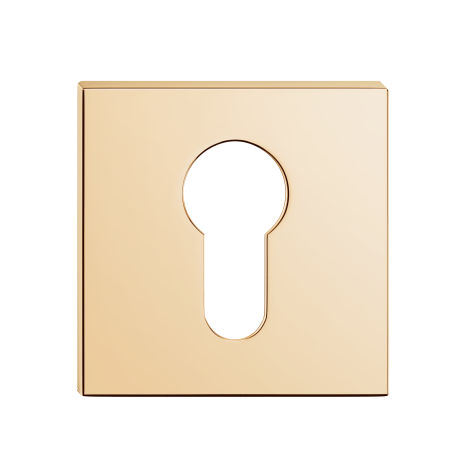 Rozeta kwadratowa SLIM na wkładkę mosiądz błyszczący