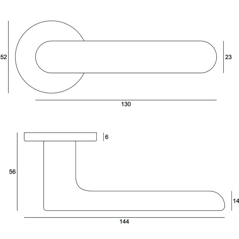 Klamka CREO FIT ivory szyld okrągły VDS rysunek techniczny