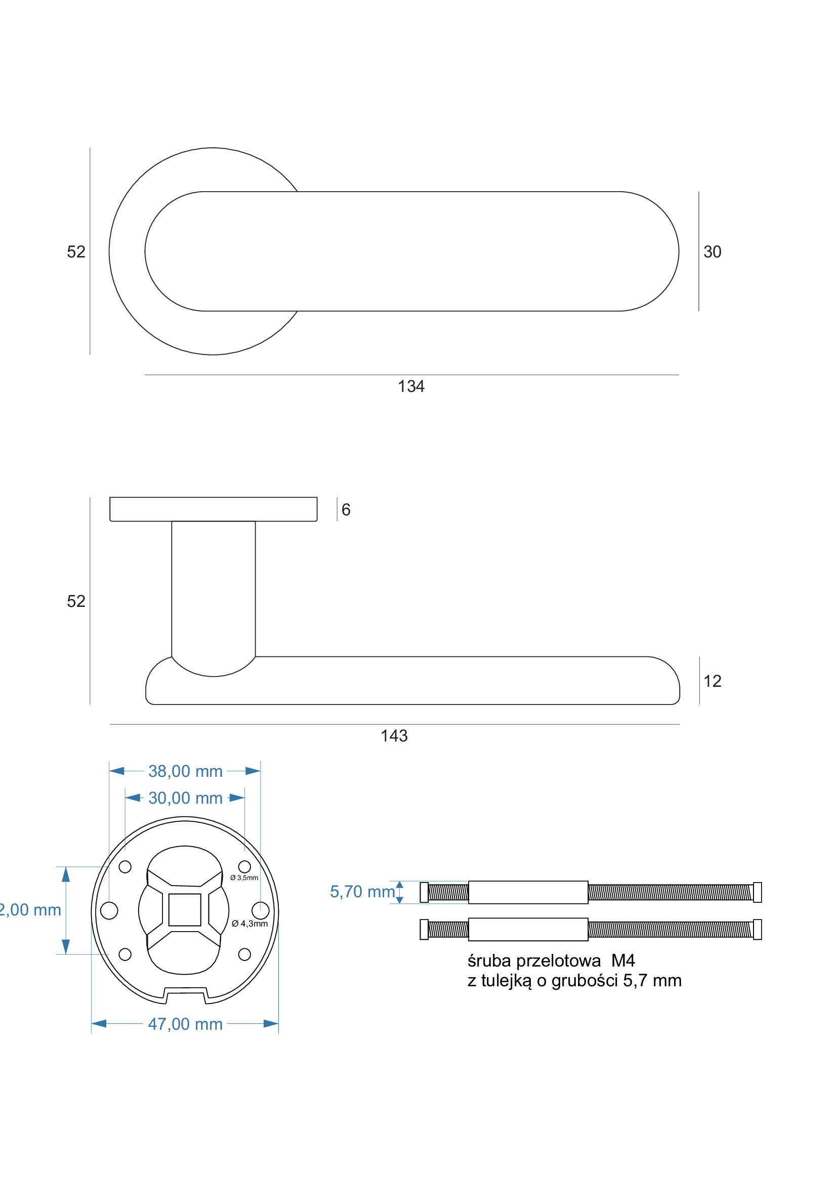 Klamka MAFF FIT czarna szyld okrągły VDS