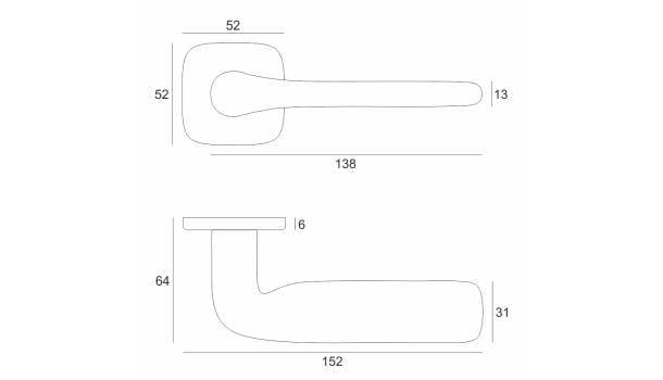 Klamka Flat R82F szyld kwadratowy zaoblony czarna VDS