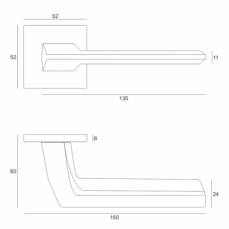 Klamka Ever Fit chrom-satyna szyld kwadratowy VDS