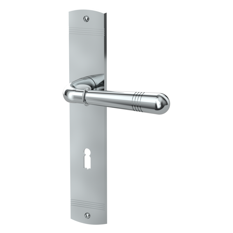 Klamka Fabio chrom połysk długi szyld klucz Griffwerk