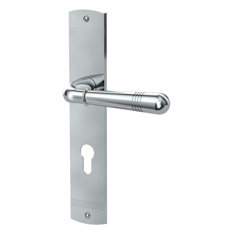 Klamka Fabio chrom połysk długi szyld wkładka Griffwerk