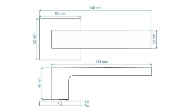 Klamka Warna FIT brąz-satyna szyld kwadratowy VDS rysunek techniczny