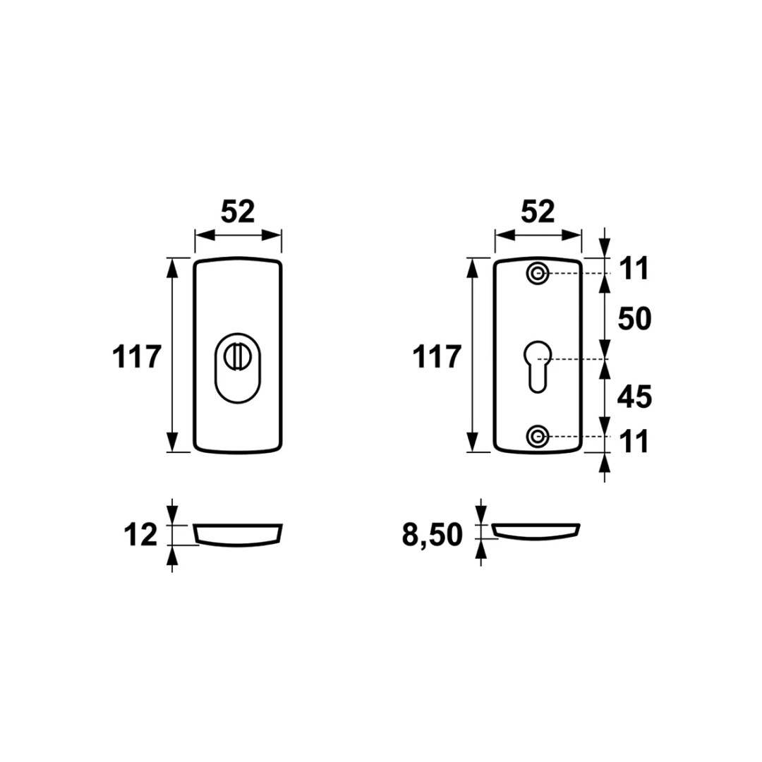 Rozeta Apollo FLEX F8 AXA  rysunek techniczny