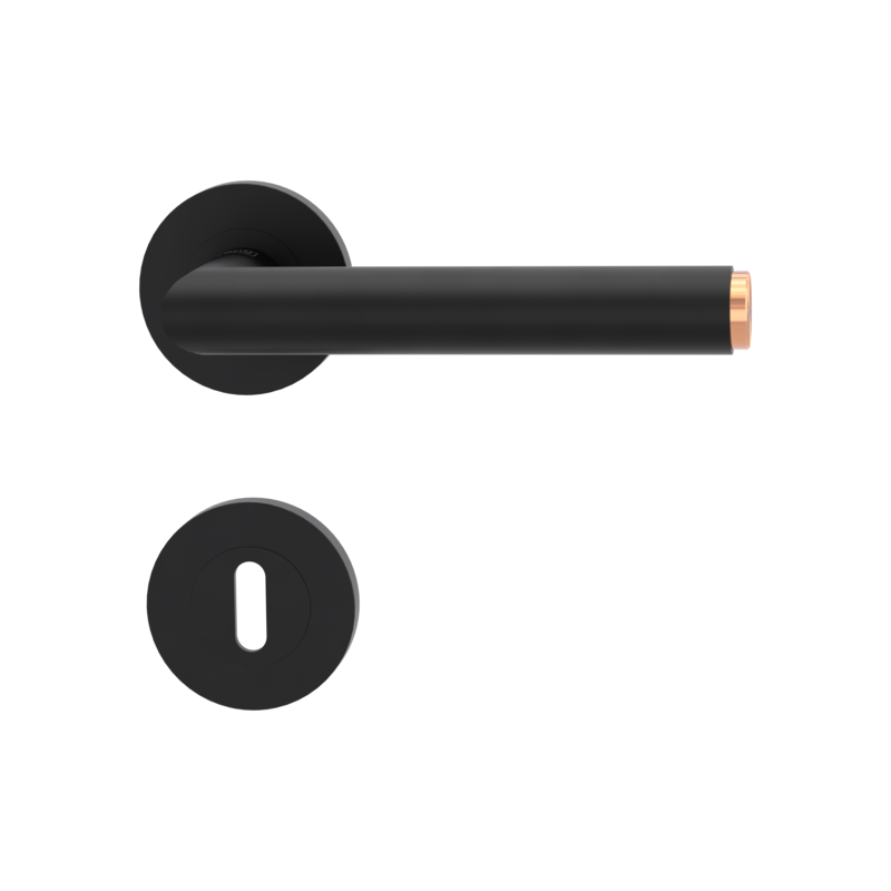 Klamka LUCIA Select grafitowo-czarna/miedź szyld okrągły Griffwerk z rozetą na klucz