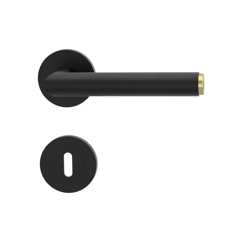 Klamka LUCIA Select grafitowo-czarna/mosiądz szyld okrągły Griffwerk z rozetą na klucz